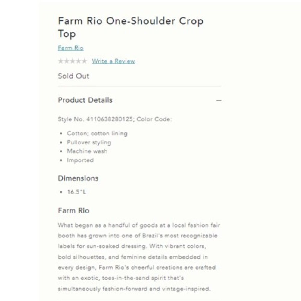 FARM Rio Red One-Shoulder Printed Crop Top - Picture 5 of 5